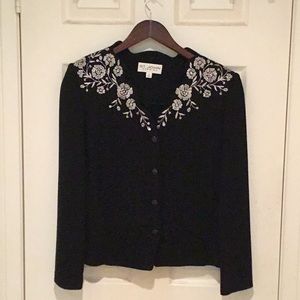 ST. JOHN EVENING Embroidered Knit Sweater , Sz 10